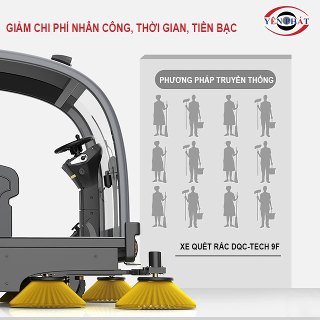 xe quét rác ngồi lái DQC-Tech 9F tiết kiệm nhân công