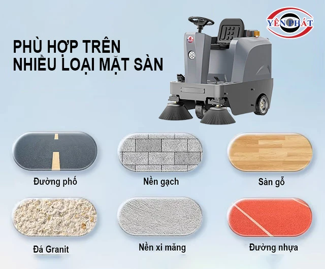 xe quét rác DQC - Tech 4F phù hợp nhiều mặt sàn