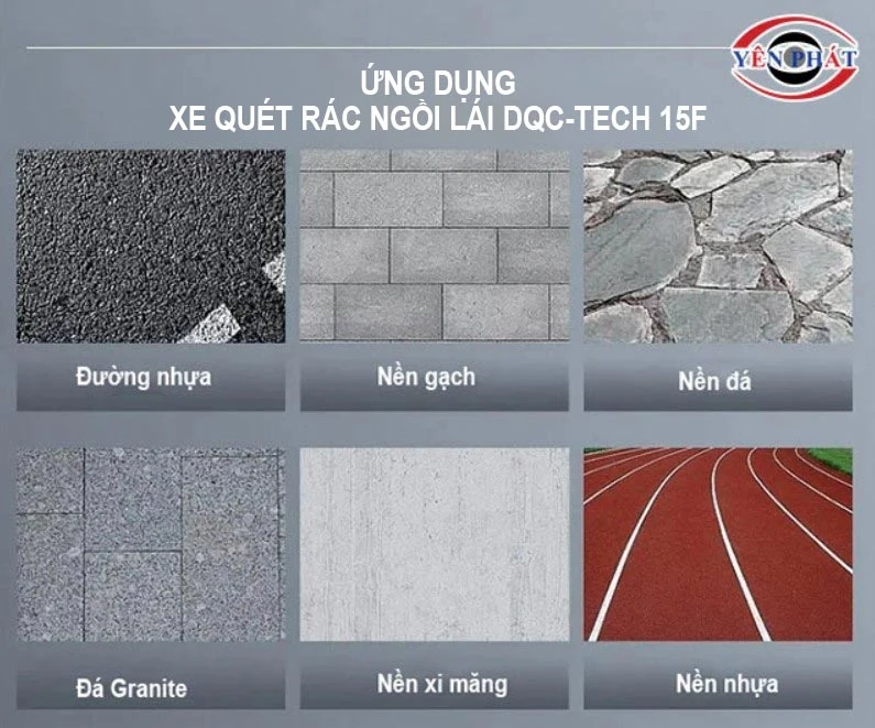 ứng dụng của xe quét rác ngồi lái DQC-TECH 15F