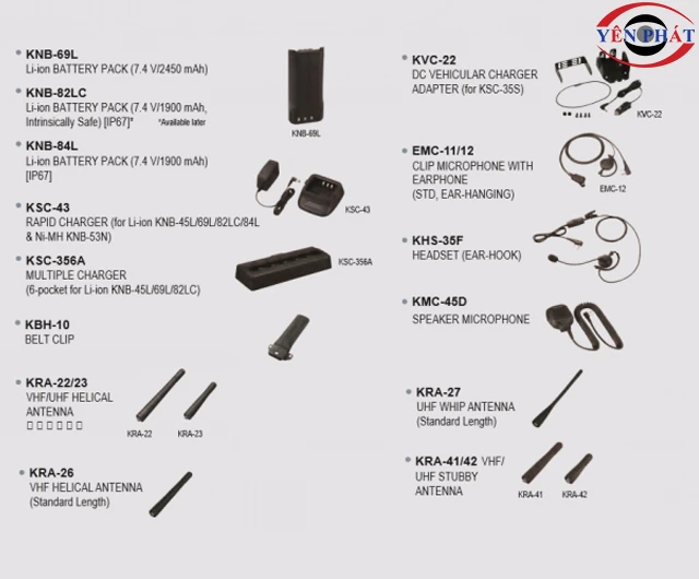 Bộ phụ kiện đầy đủ của máy bộ đàm Kenwood NX-1300D-M3