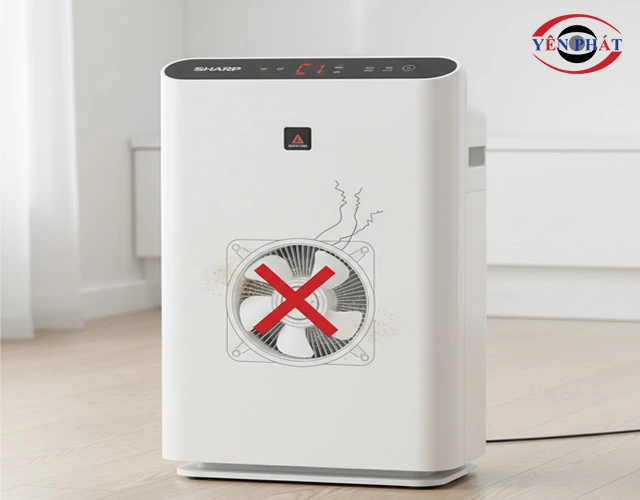 động cơ quạt máy lọc không khí Sharp hỏng gặp lỗi C1