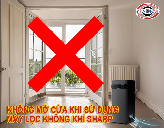đóng cửa khi dùng máy lọc không khí Sharp