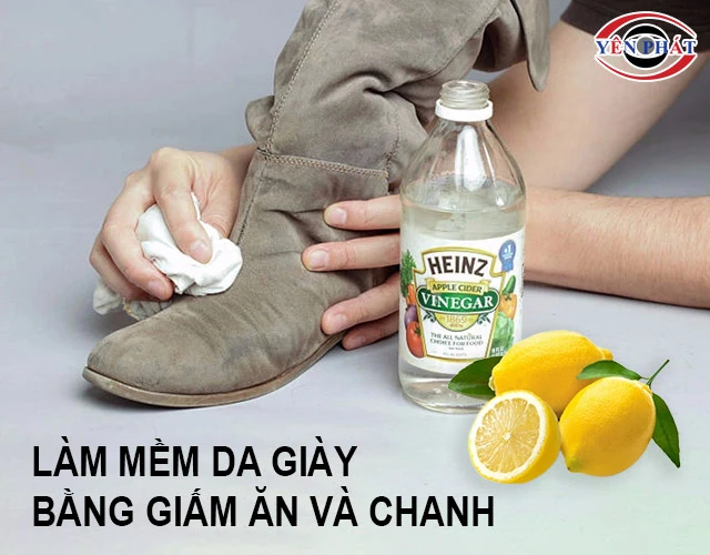 làm mềm da giày bằng chanh và giấm