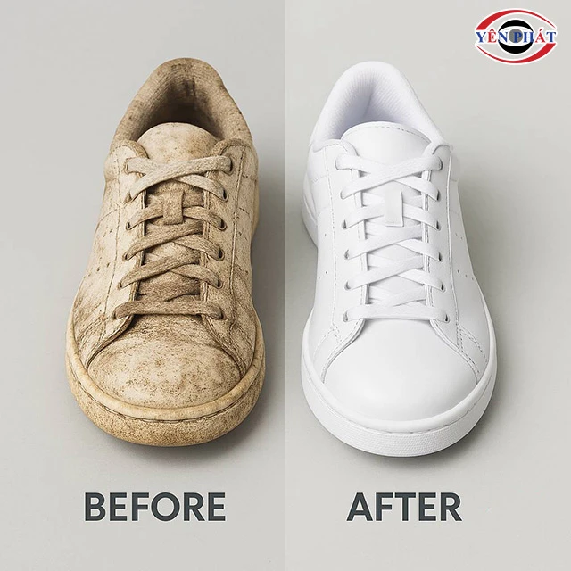 giày sneaker trước và sau khi vệ sinh
