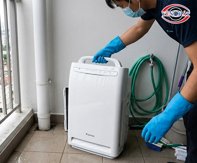 đặt máy lọc không khí Daikin ngoài ban công