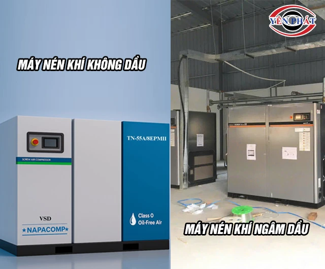 máy nén khí 55kW không dầu - có dầu