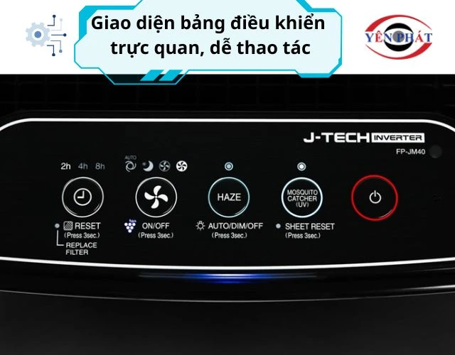 Bảng điều khiển của máy lọc không khí bắt muỗi Sharp FP-JM40V-B