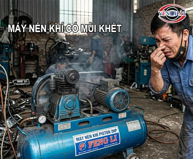 máy nén khí có mùi khét