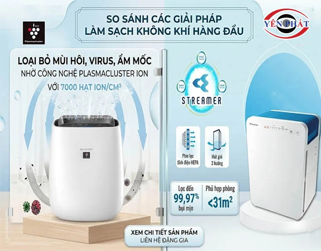 nguyên lý máy lọc không khí Daikin và Sharp