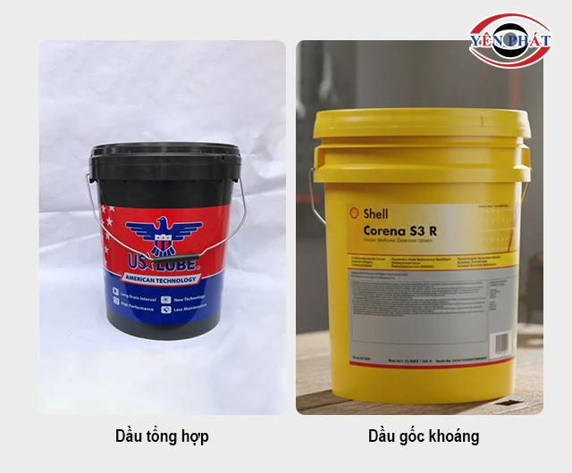 phân loại dầu máy nén khí theo gốc dầu