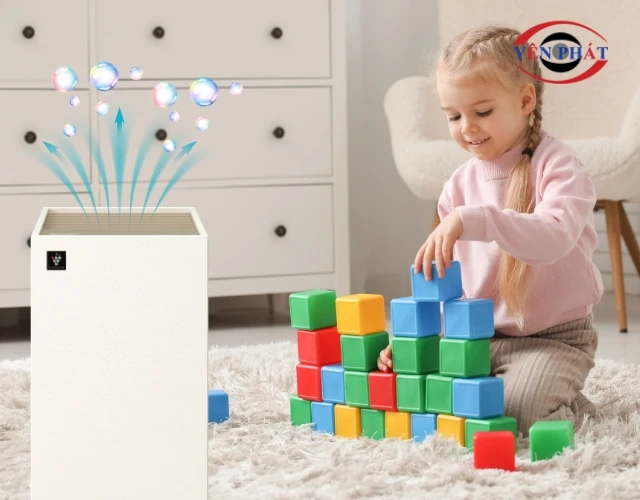 Nhà có trẻ nhỏ ưu tiên sử dụng máy lọc không khí Sharp FP-S40V-W 23W