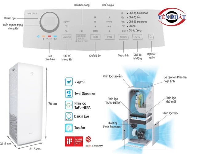 Hướng dẫn chi tiết cách dùng máy lọc không khí tạo ẩm Daikin MCK70X-W