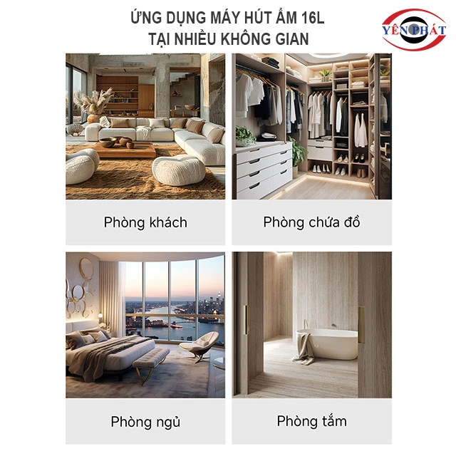 máy hút ẩm 16L phù hợp nhiều không gian