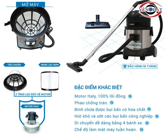 Kết cấu máy hút bụi Clepro