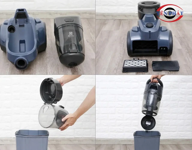 Cách đổ bụi và vệ sinh hộp chứa bụi khi đèn báo sáng