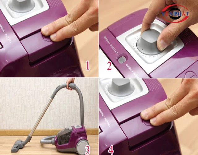 Khởi động và điều chỉnh công suất hút phù hợp với bề mặt