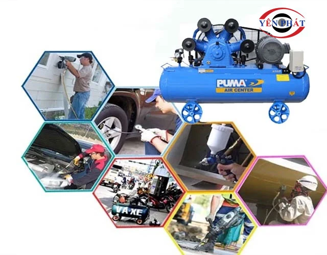máy nén khí 5HP trong gara chăm sóc xe