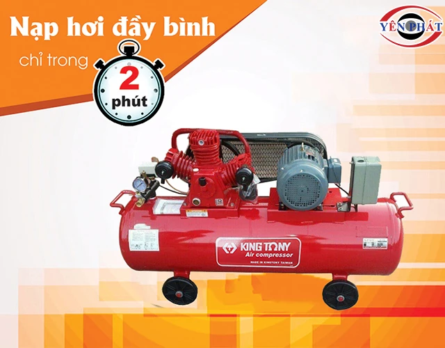 Máy nén khí dây đai KingTony KTC-180V2 nạp đầy bình nhanh
