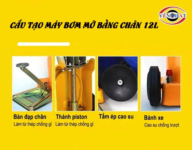 cấu tạo máy bơm mỡ bò 12 lít