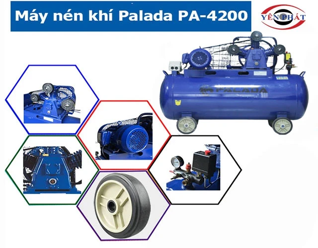 Máy nén khí công nghiệp Palada PA-4200 được cấu thành từ bộ phận nào?