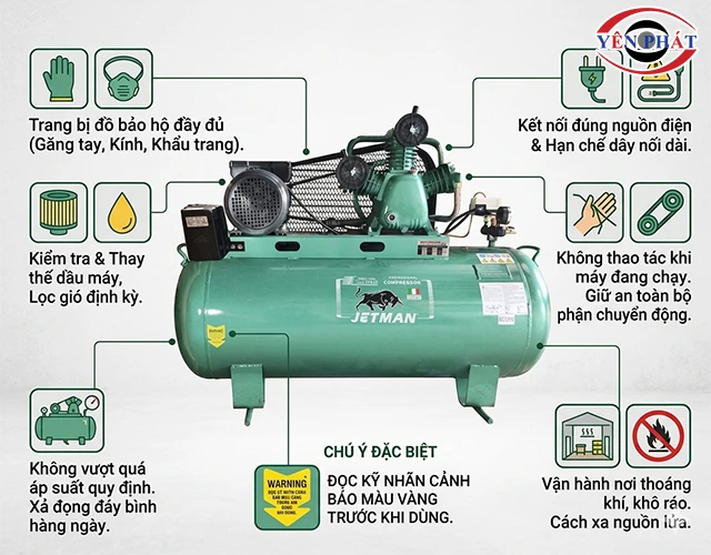 lưu ý khi dùng máy nén khí giật cấp Jetman W200 3KW