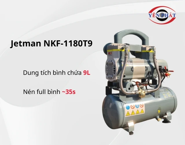 máy nén khí không dầu Jetman NKF-1180T9 lên hơi nhanh