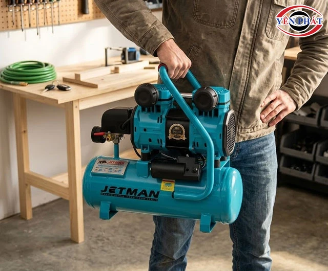 máy nén khí không dầu Jetman JM-1600 12L nhỏ gọn