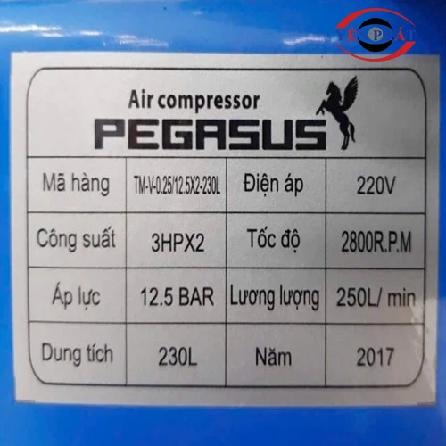 Máy nén khí Pegasus TM-V-0.25/12.5x2-230L 4
