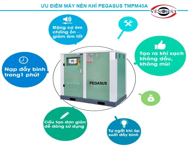 ưu điểm Máy nén khí trục vít Pegasus TMPM40A