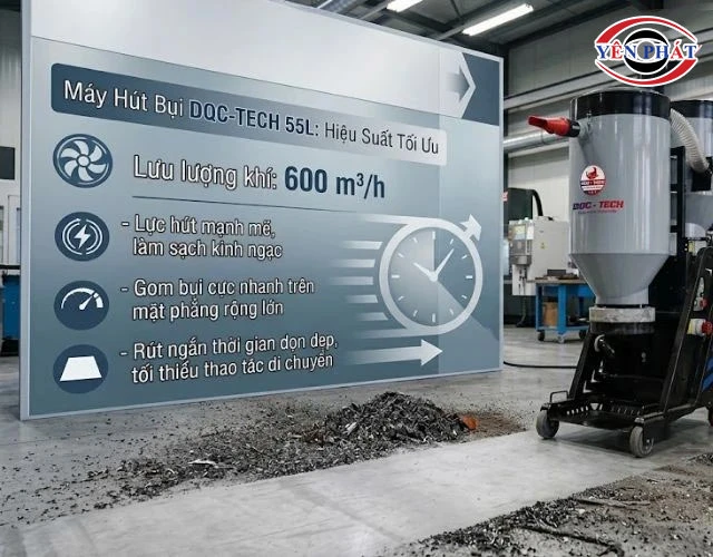 Máy hút bụi công nghiệp DQC - Tech 55L hiệu suất cao