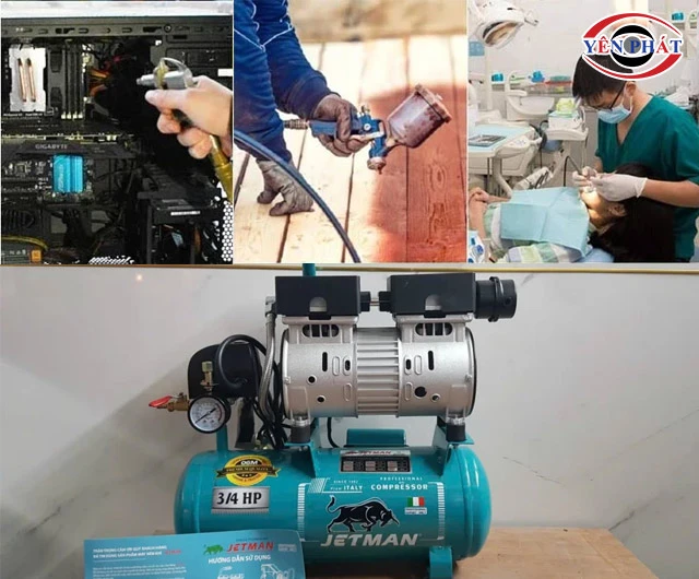 Ứng dụng máy nén khí mini Jetman JM-560 3/4HP 12L 