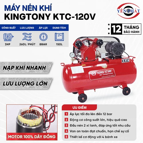 Máy nén khí dây đai KingTony KTC-120V 2