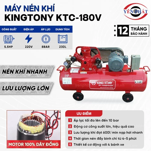 Máy khí nén dây đai KingTony KTC-180V 2