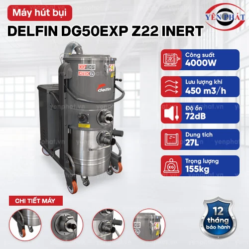 Máy hút bụi công nghiệp chống cháy nổ Delfin DG50EXP Z22 INERT 2
