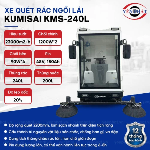 Xe quét rác ngồi lái Kumisai KMS - 240L 2
