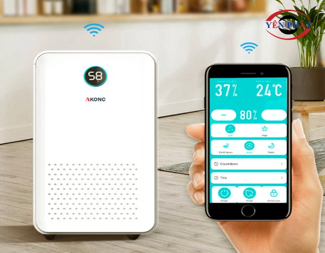 hệ thống điều khiển máy hút ẩm thông minh Akono tạo ion âm 12L