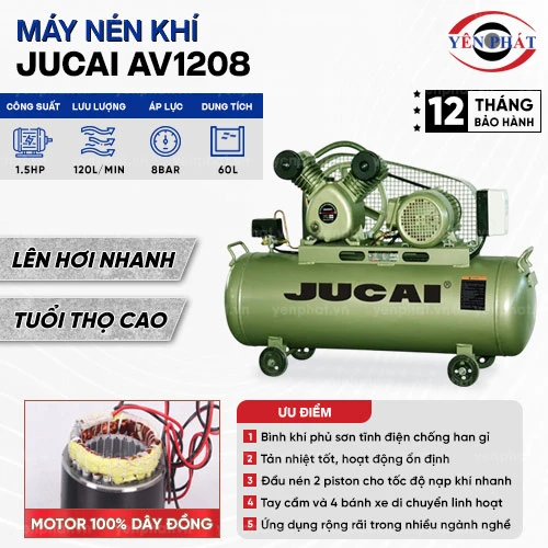 Máy nén khí 1 cấp Jucai AV1208 - 1.5HP 2