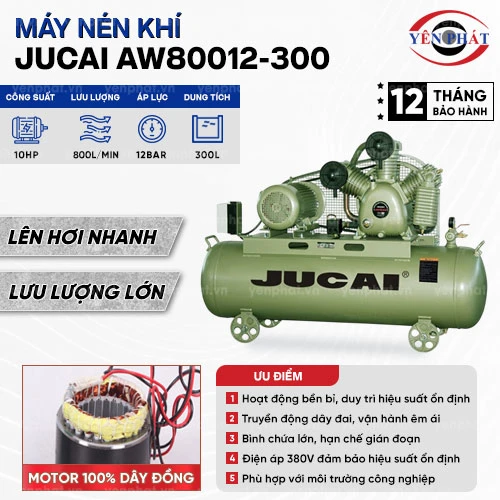 Máy nén khí 2 cấp Jucai AW80012-300 - 10HP 2