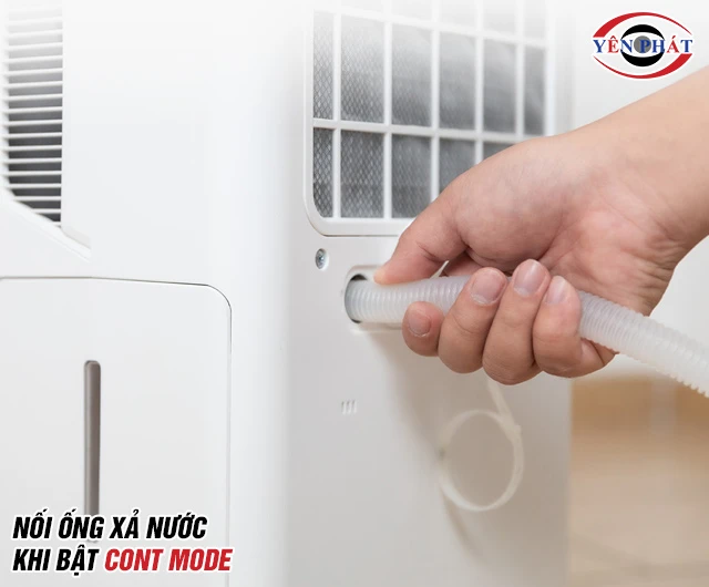 Nối ống xả nước khi bật chế độ Cont máy hút ẩm