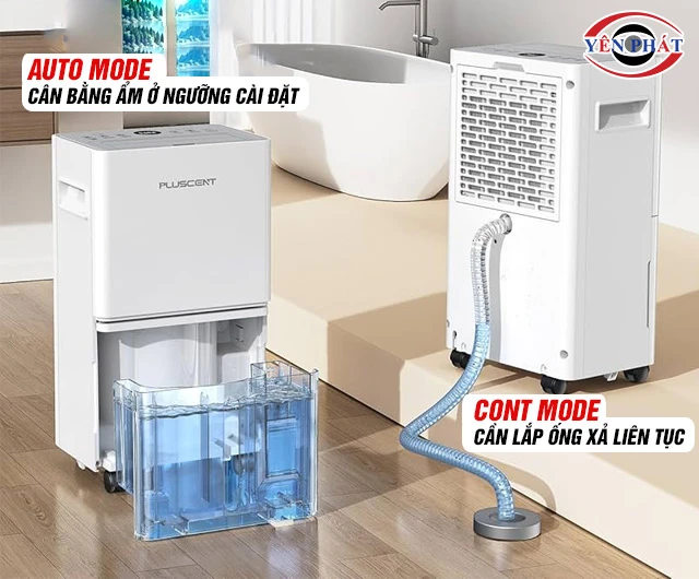 So sánh chế độ Cont và auto máy hút ẩm