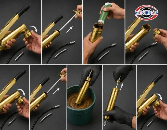 Cách nạp mỡ rời vào súng