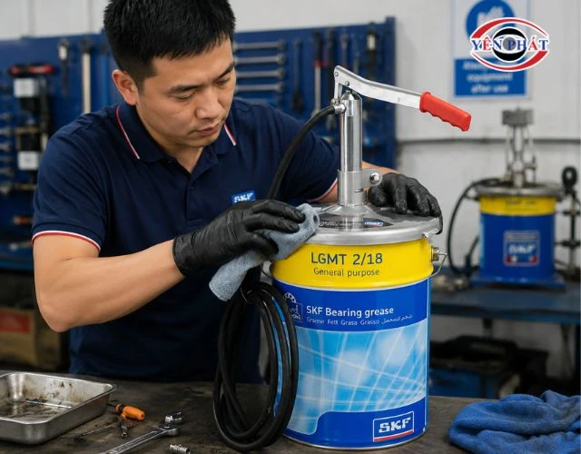 Cách vệ sinh máy bơm mỡ SKF LAGG 18M