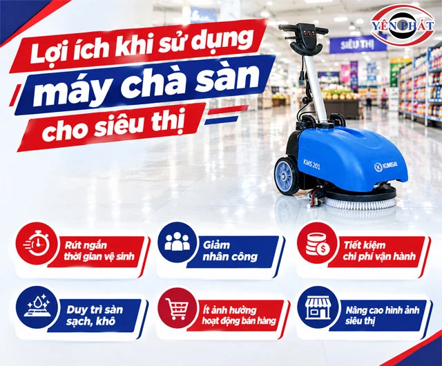 Lợi ích máy chà sàn cho siêu thị