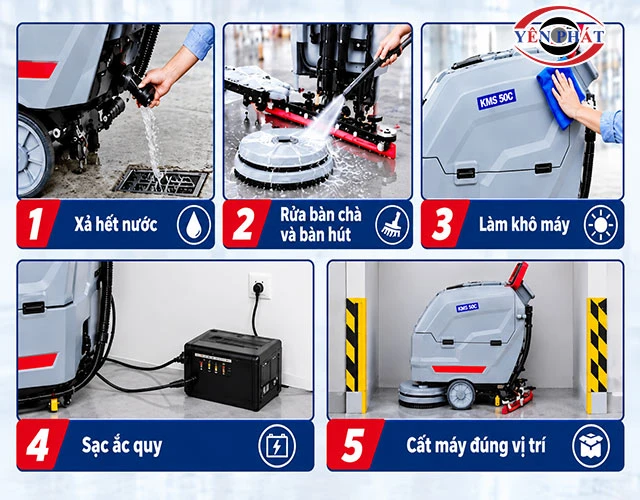 Cách bảo quản máy chà sàn liên hợp sau khi vệ sinh