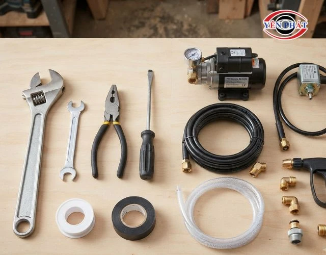 Một số dụng cụ và linh kiện cần thiết khi tự chế máy rửa xe tại nhà
