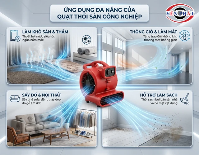 Phạm vi ứng dụng thực tế của quạt thổi thảm