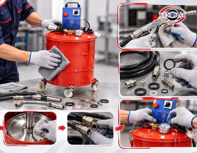 Lau khô và lắp lại các bộ phận của máy sau khi làm sạch