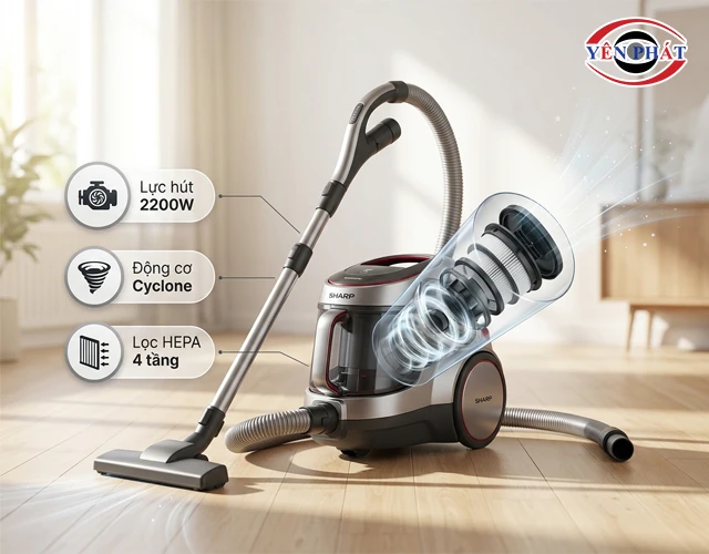 Điểm mạnh của máy hút bụi sharp
