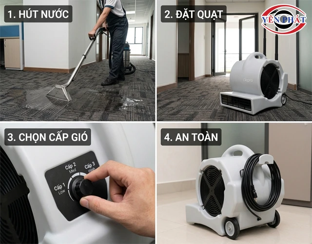 Cách làm khô thảm và sàn đúng quy trình