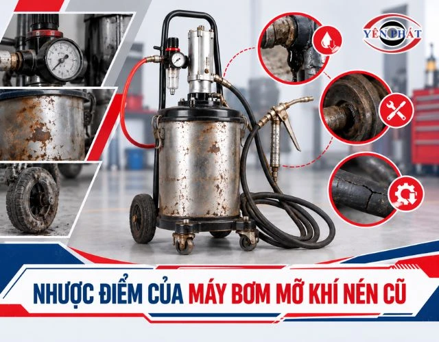 Nhược điểm cần lưu ý khi mua máy bơm mỡ khí nén cũ